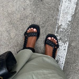Black braided sandals